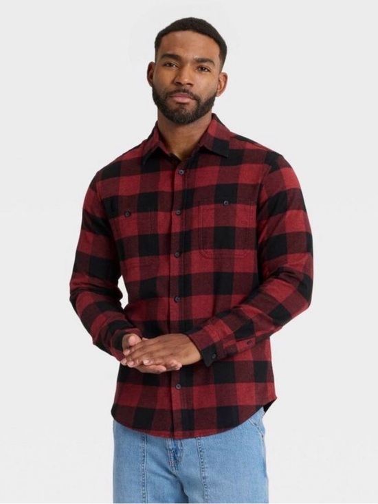 Goodfellow & Co Other - Goodfellow & Co Men's Vintage MidWeight Long Sleeve Flannel Shirt Dark Red Check